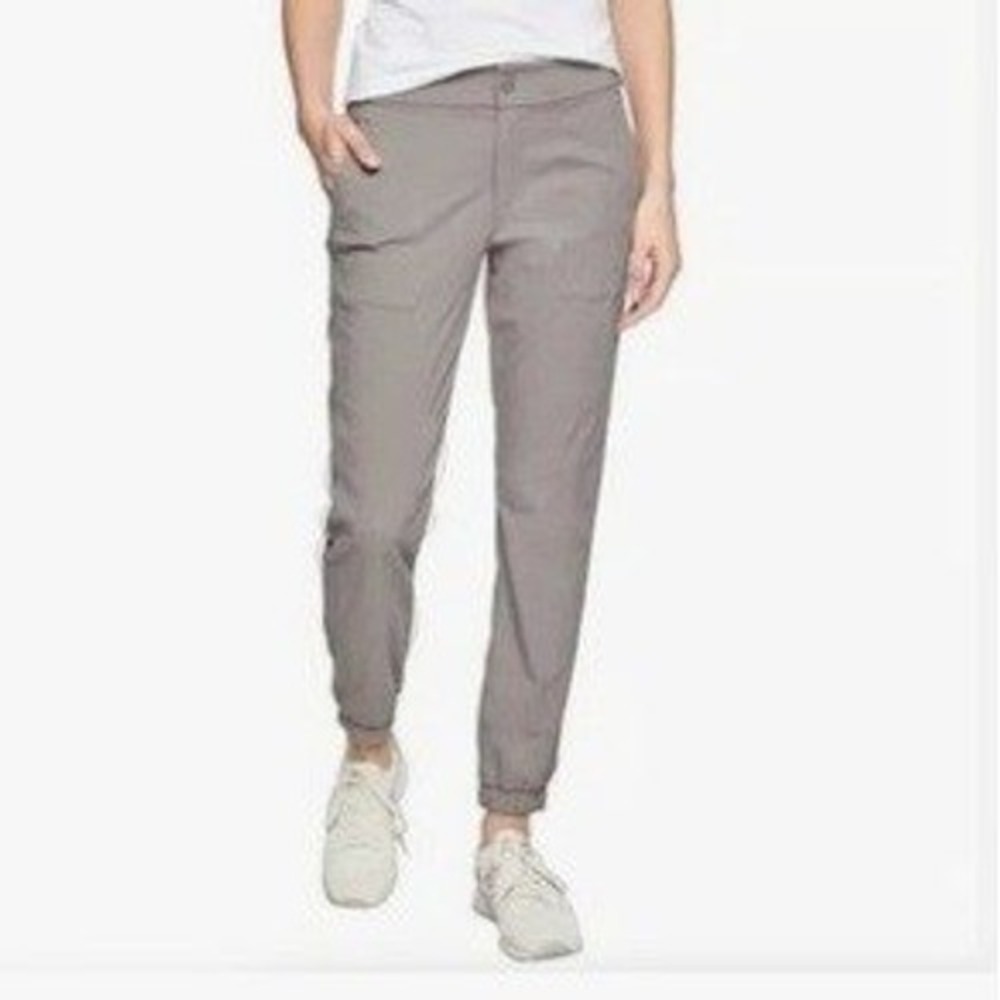 Athleta Trekkie Jogger 2.0 Light Gray Mid Rise Hiking Pants Size 10